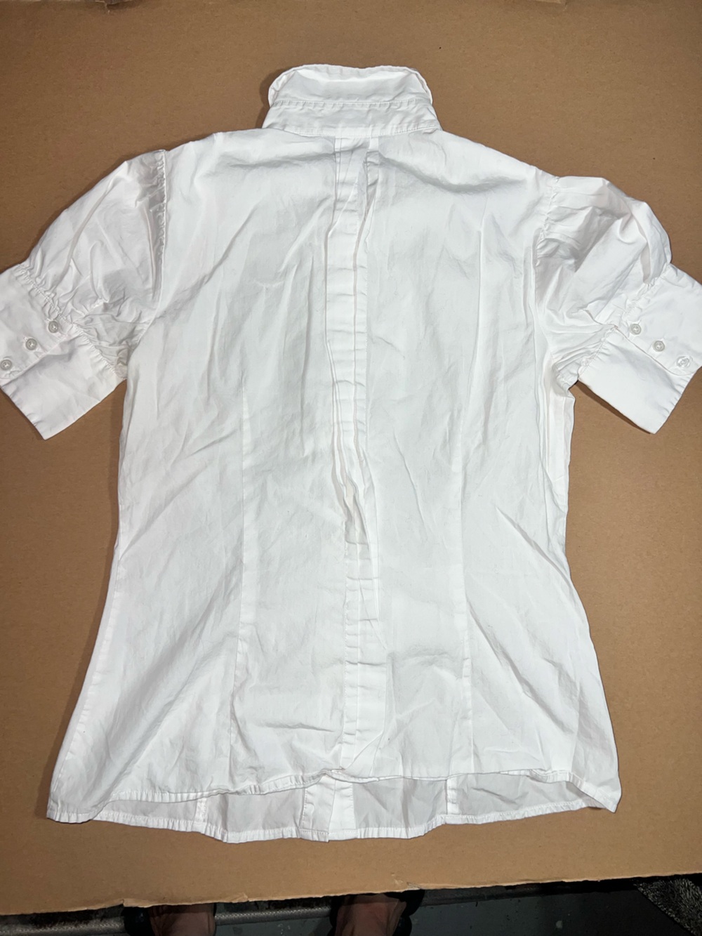 Moda International White Ruffle Front Button-Down Blouse - Picture 6 of 7